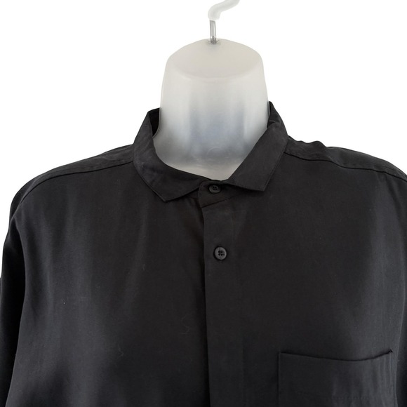 Chapter Shirt Mens Large Black Tencel Oversized Button Front Pocket Longline - Picture 5 of 16